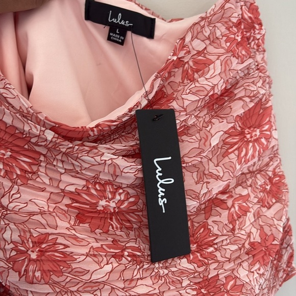 Lulus Grow Toward Love Pink Floral Print Pleated One-shoulder Top - Size L - Picture 3 of 4